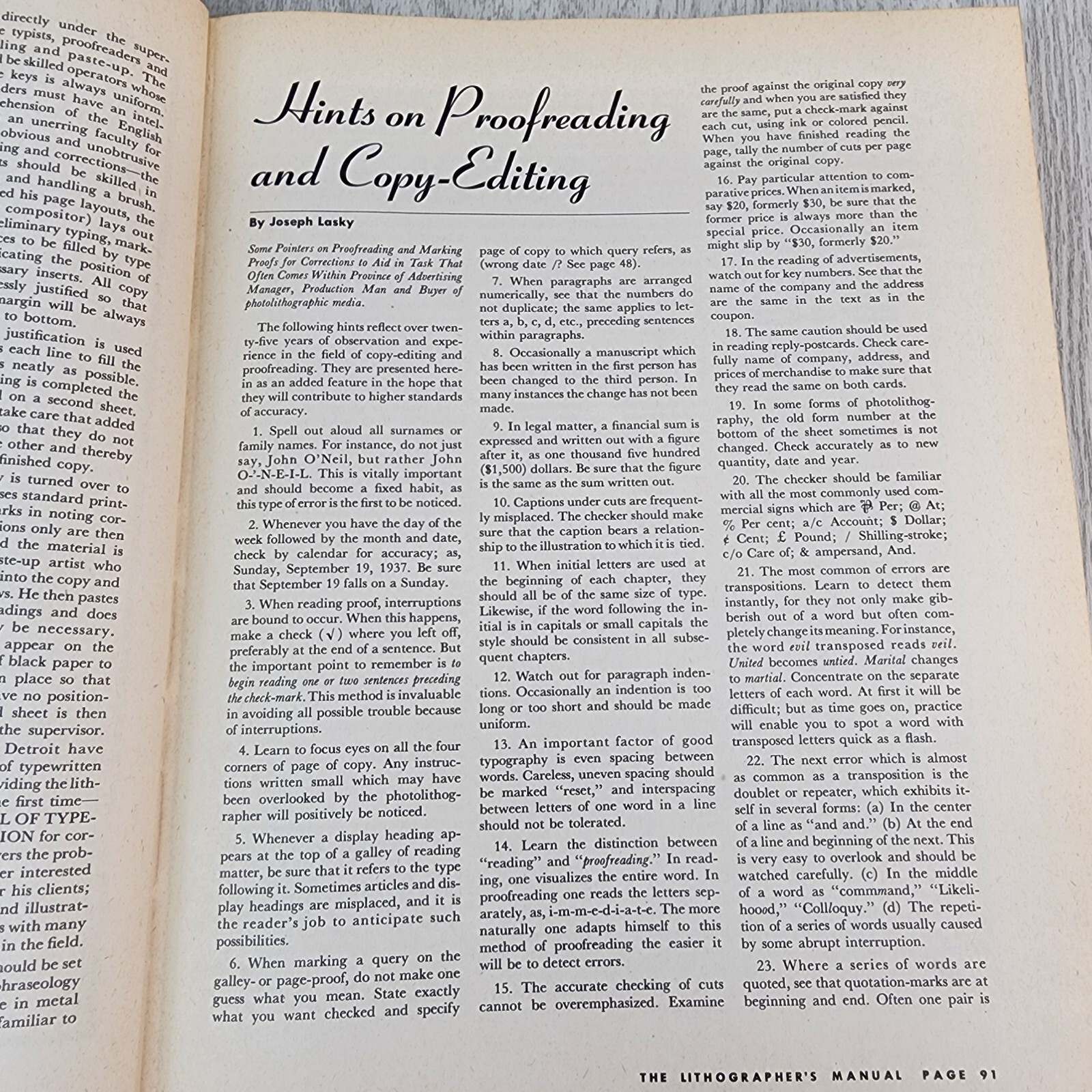 1940 VTG Book The Lithographers Manual W Selling Production Management 1st Ed.