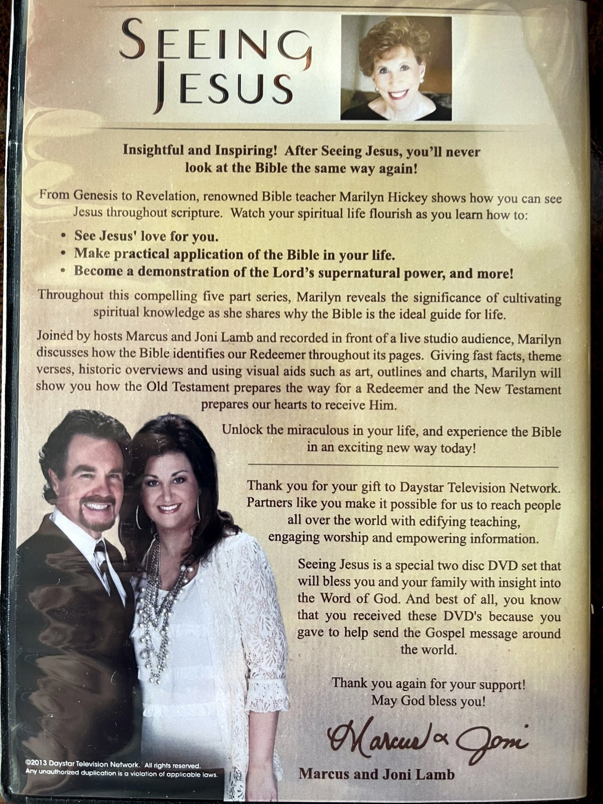Seeing Jesus Bible Encounter Study and 2 DVD’s Guidebook by Marilyn Hickey :VG+