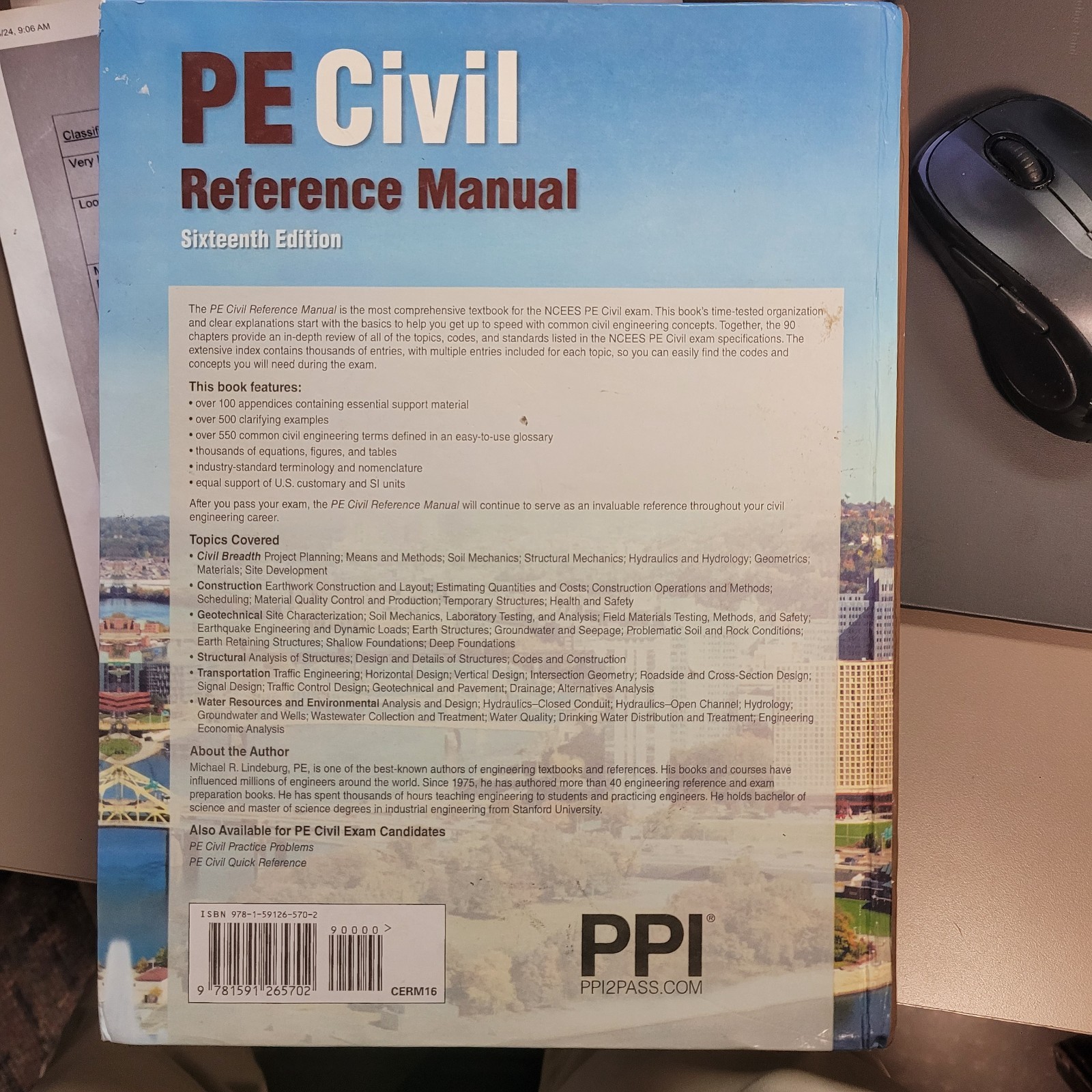 PE Civil Reference Manual 16th Edition Michael R Lindeburg PPI Exam Prep