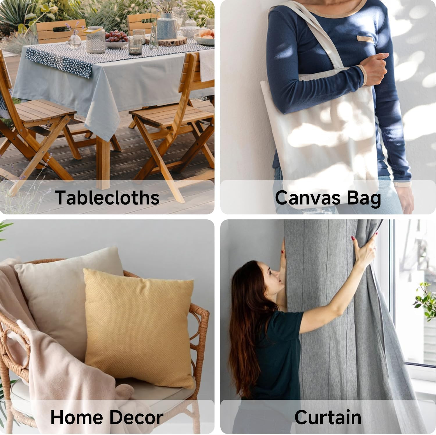 Canvas Fabric by the Yard, 59» Wide, 10Oz Premium Natural Cotton Duck Canvas Fa