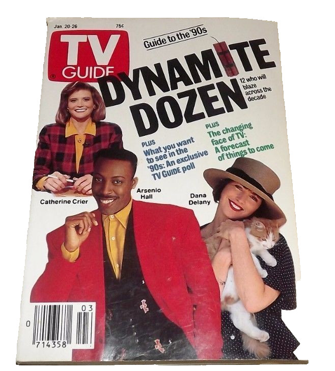 Vintage 1990 January 20-26 TV Guide – Arsenio Hall Dana Delany C. Crier on Cover