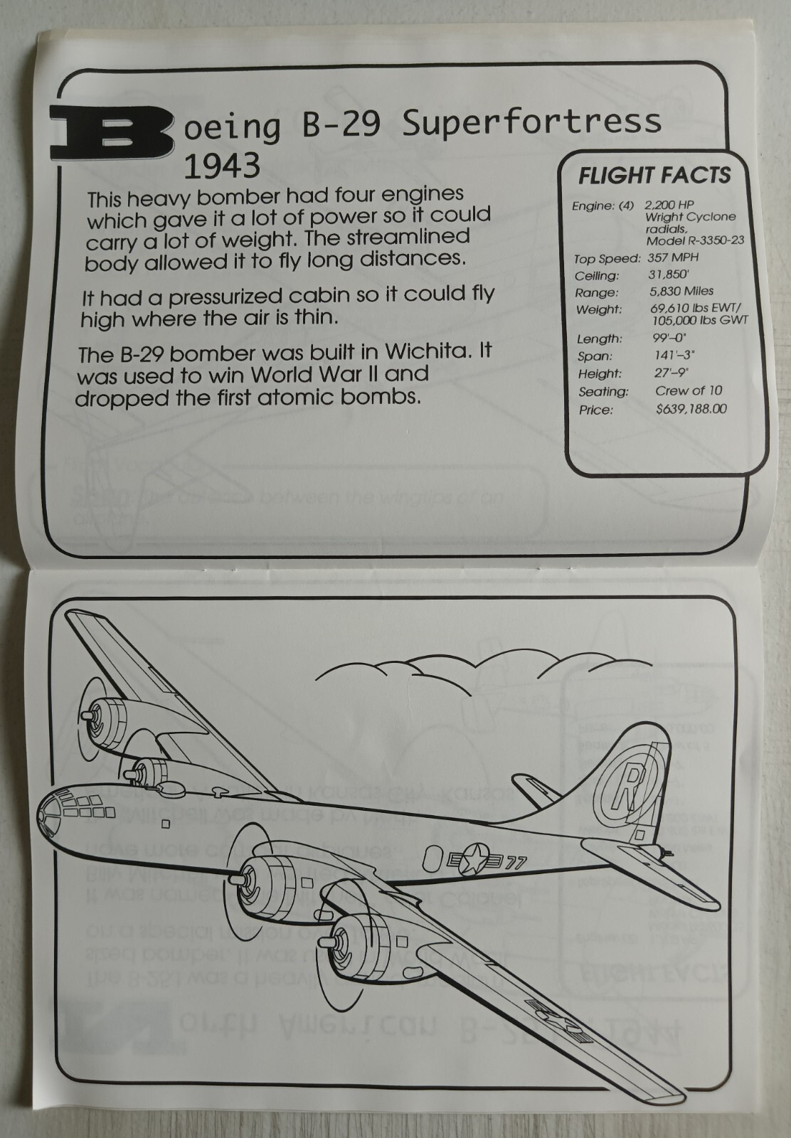The Famous Airplanes of Kansas Coloring Book With World War II Stearman Biplane