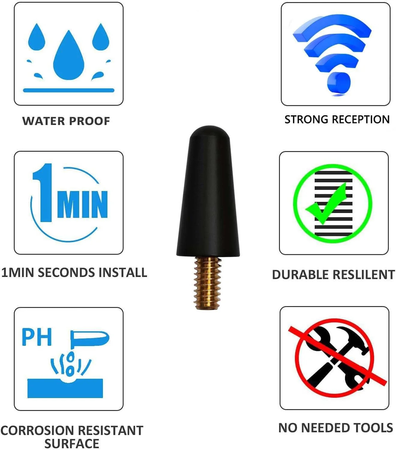 1.2 Inch Aluminum Antenna Compatible with Jeep Wrangler TJ Gladiator JK JKU JL J