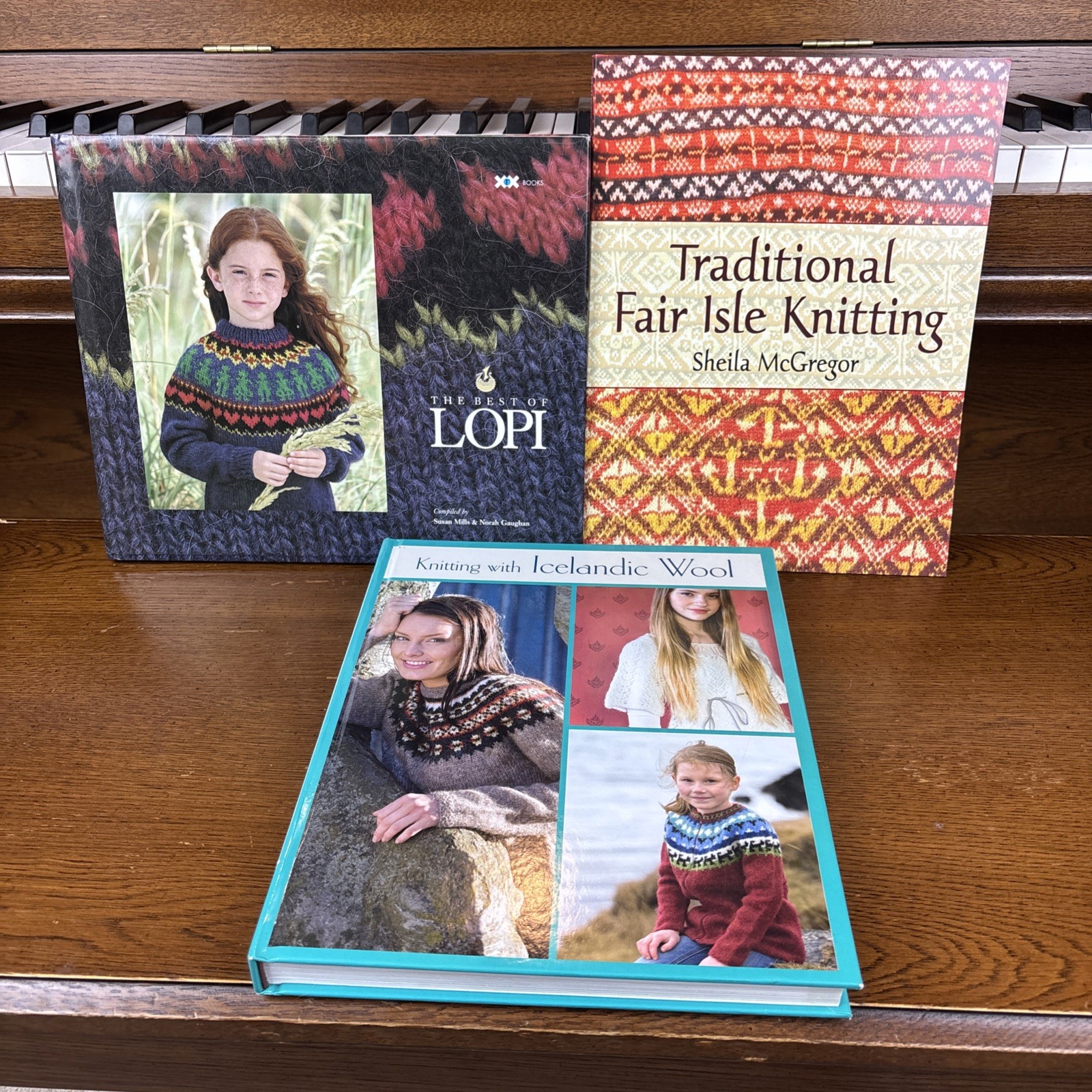 Lot of 3 KNITTING BOOKS: Traditional Fair Isle, Lopi, Icelandic Wool Knitting