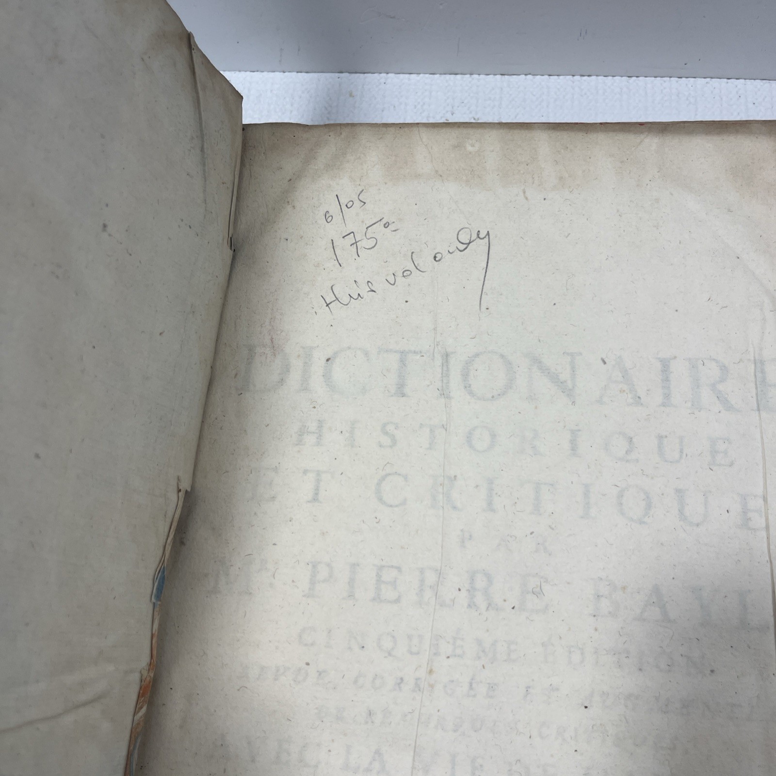 Pierre Bayle Dictionnaire Historique Critique Tome V 1734 Antique Leather Book