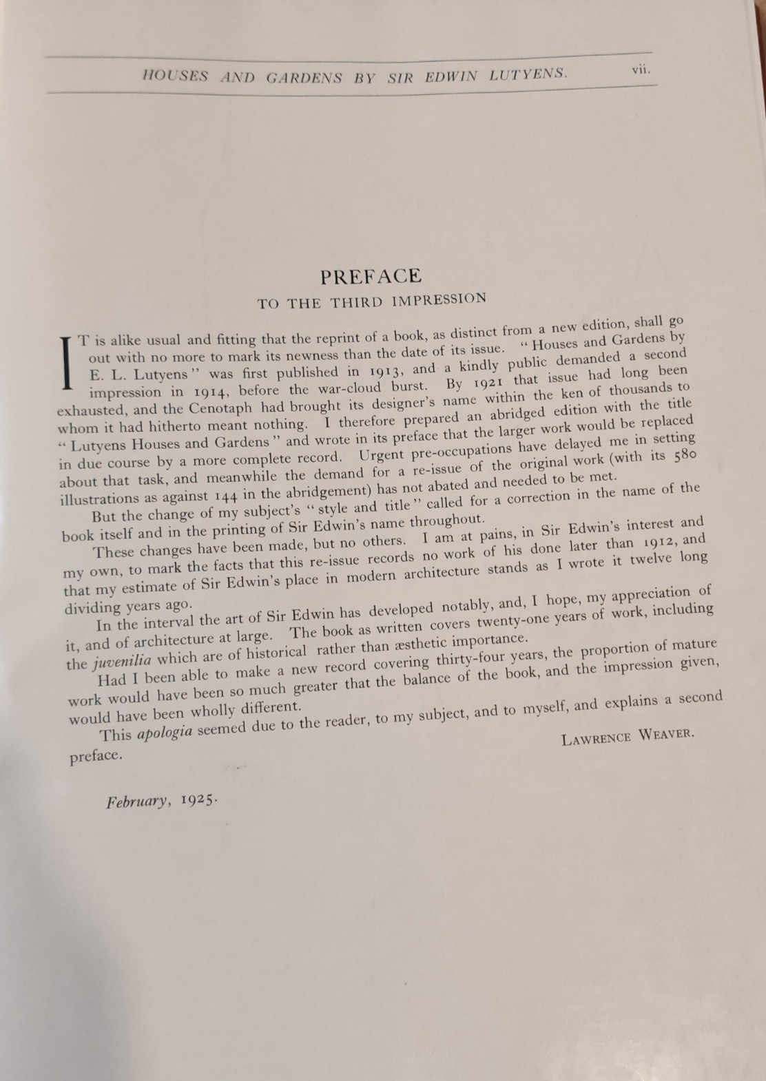 Houses & Gardens, By Sir Edwin Lutyens – 1925. There are 344 pages in this book