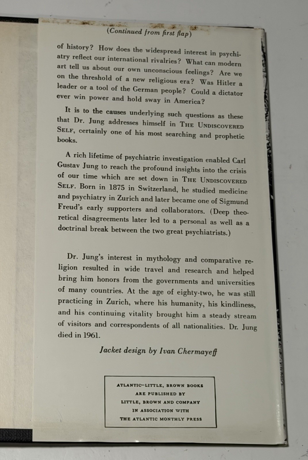The Undiscovered Self by C.G. Jung C. G. Carl psychology of VTG HARDCOVER BOOK