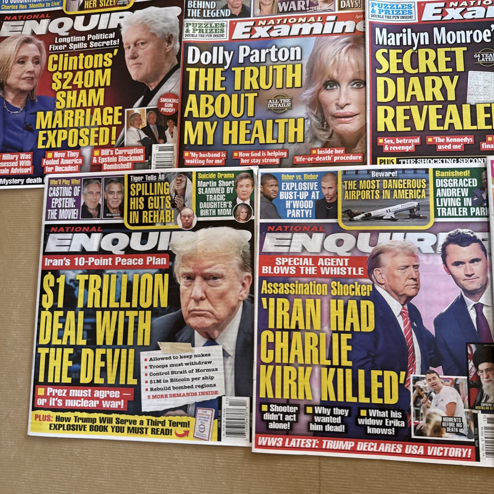 Lot Of 15 NATIONAL EXAMINER Magazines, Globe And Enquirer Mixed Magazine Lot