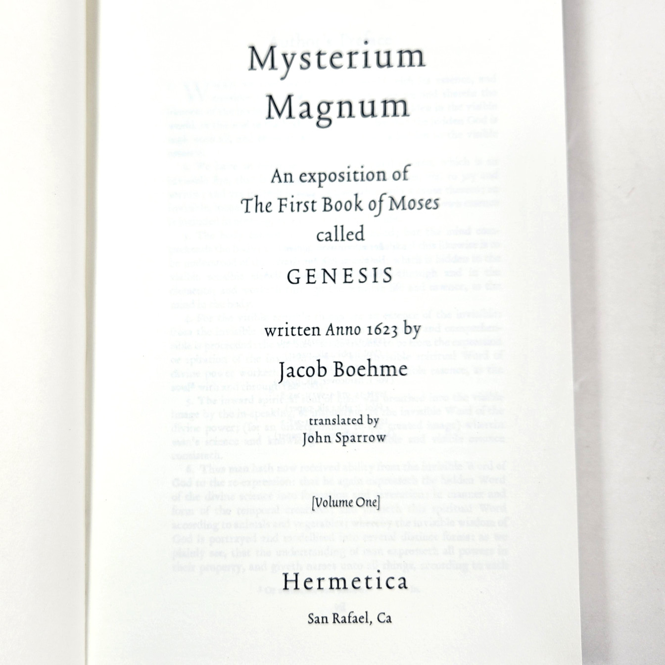Mysterium Magnum Jacob Boehme 2007 Hermetica Genesis Mysticism Vol 1 One HC