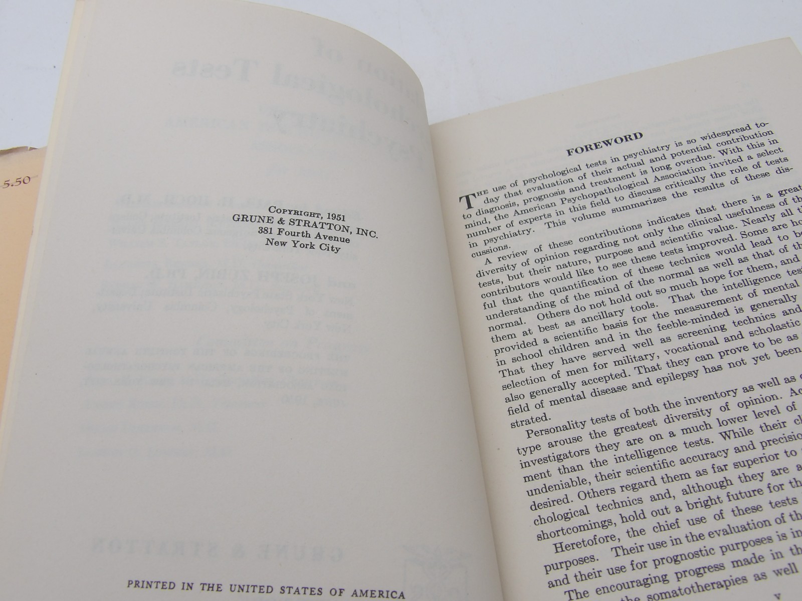 Relation of Psychological Tests to Psychiatry Hardback Book 1951