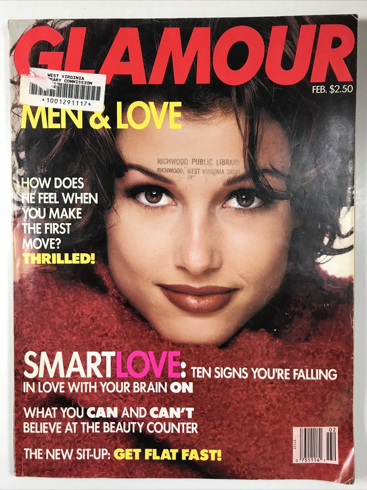 GLAMOUR magazine February 1993-Fashion makeup hair Men & Love, Bridget Moynahan