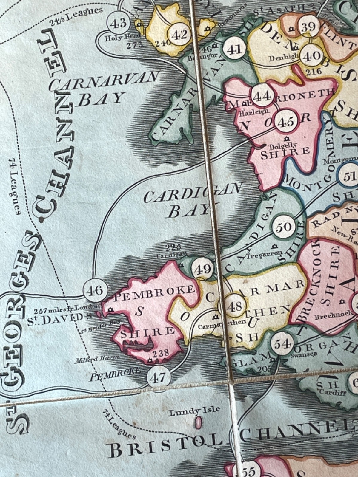 1809 Walker Tour England Wales Folding Map Game Darton Case Hand Colored Linen