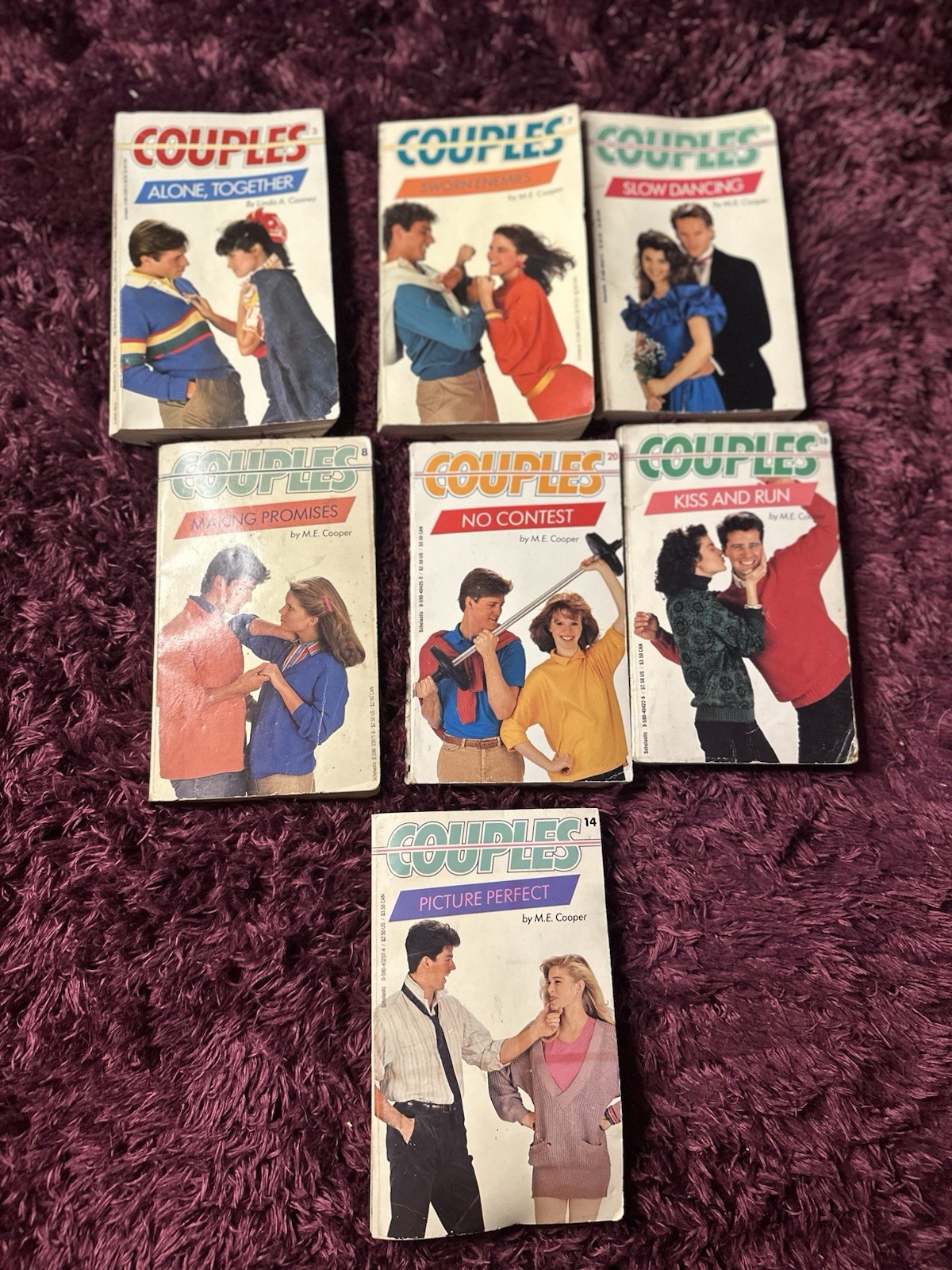 COUPLES-M.E. COOPER- Paperback Books Lot Of 7 Worn And In Fair Conditions- 80’s