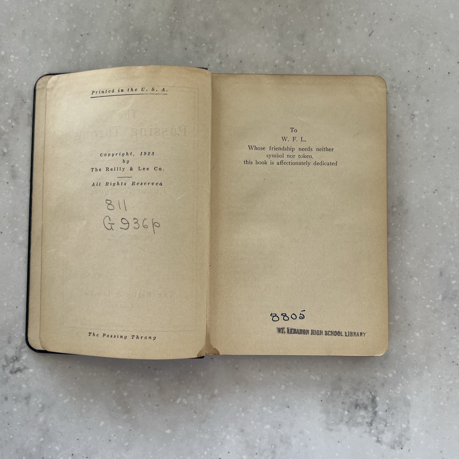 Antique 1923 Faux Leather Bound Ex-library/ The Passing Throng by Edgar A. Guest