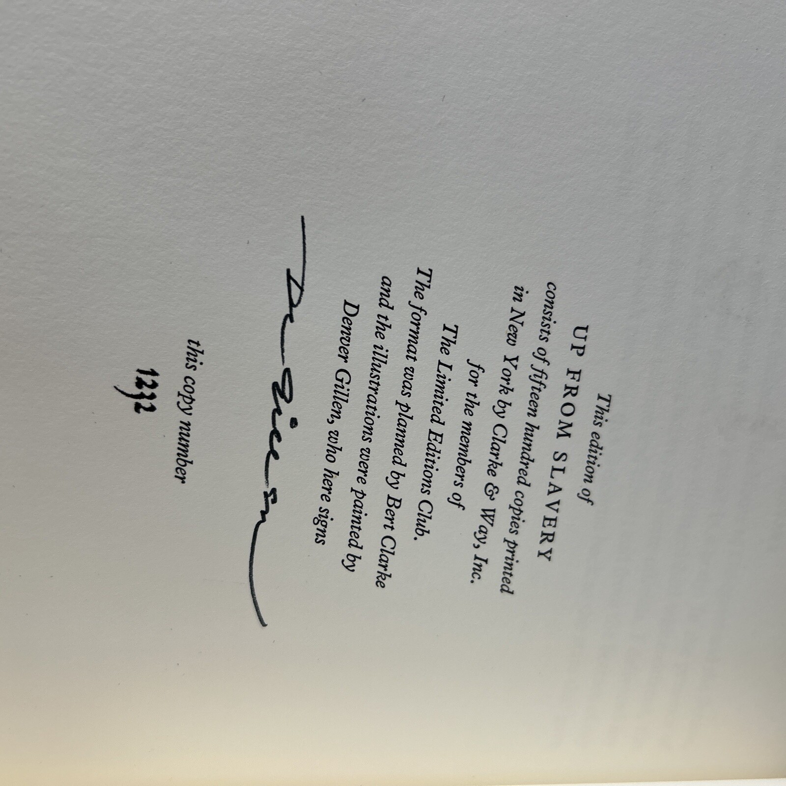 Up from Slavery by Booker T. Washington Artist-Signed Numbered Limited Ed.