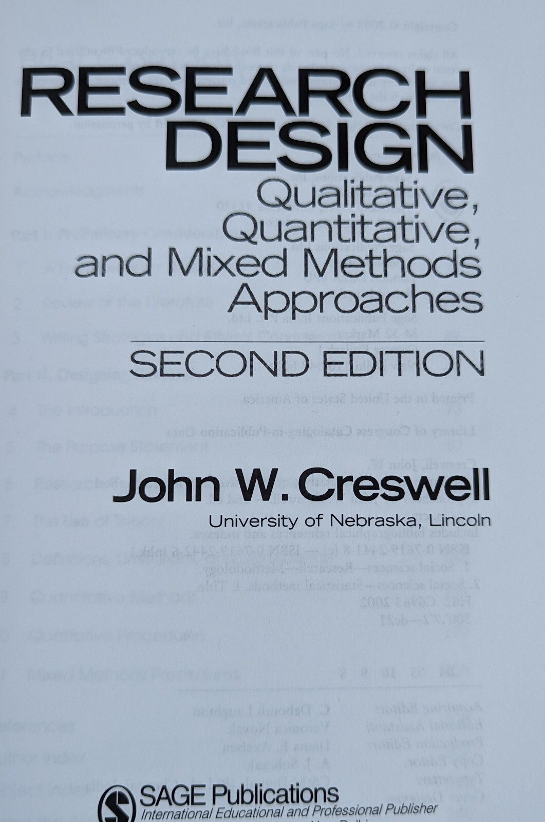 Research Design Qualitative, Quantitative, Mixed Methods John W Creswell 2nd ed