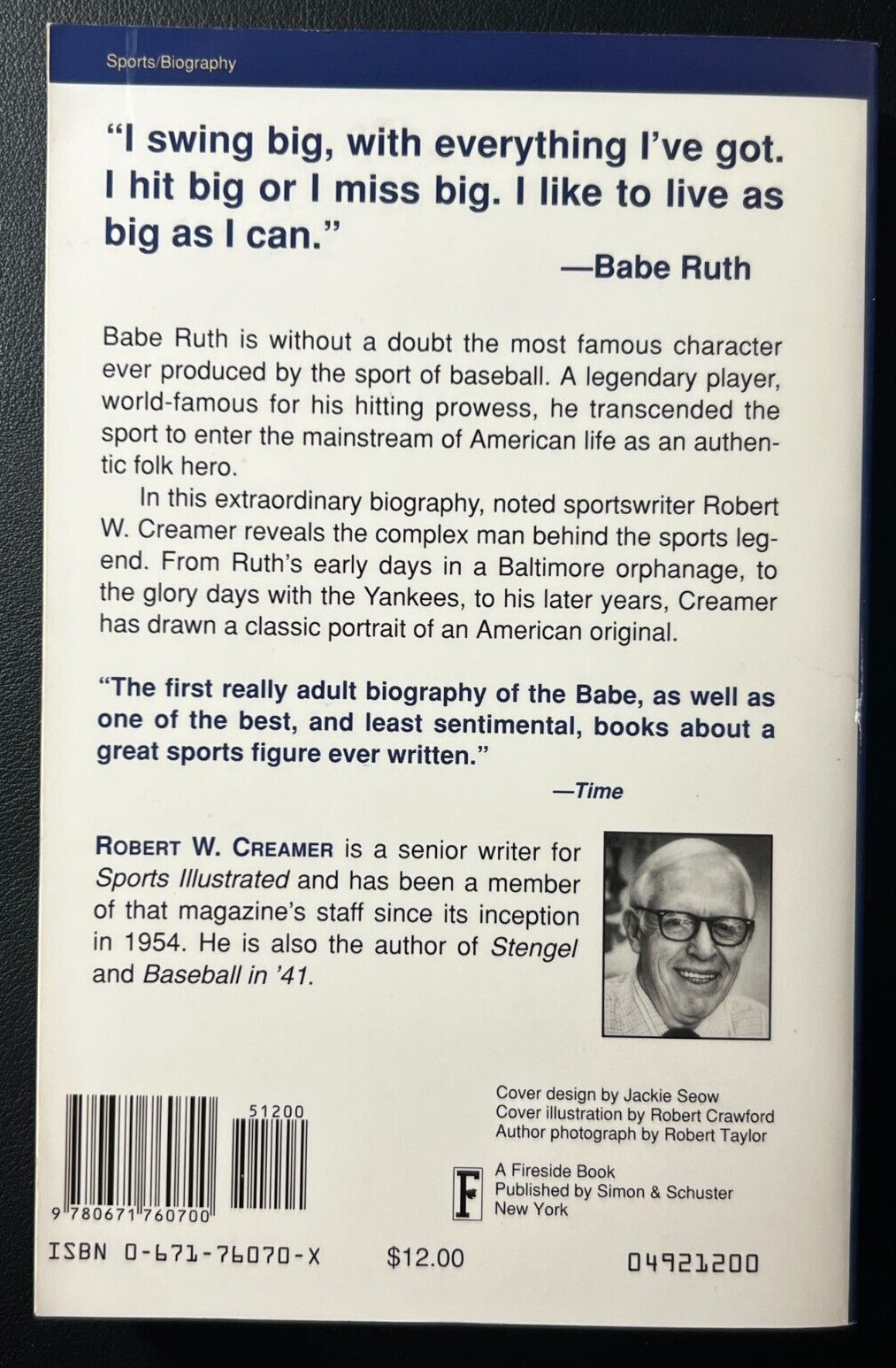 1992 «Babe: The Legend Comes To Life» Book MLB NY Yankees Robert W. Creamer VTG!