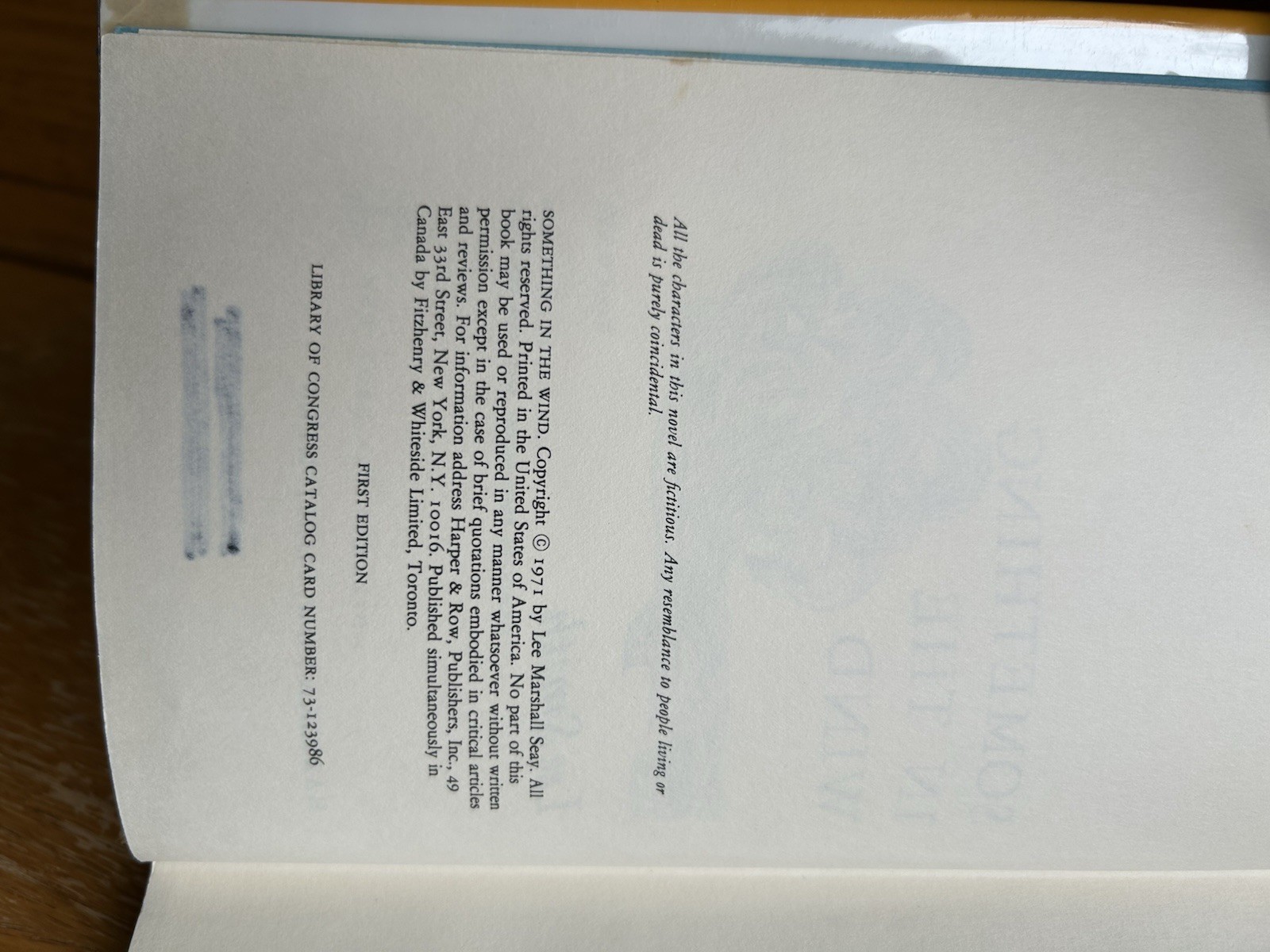 SOMETHING IN THE WIND Lee Smith 1st Edition 1971 Ex Library VGC Plastic Cover