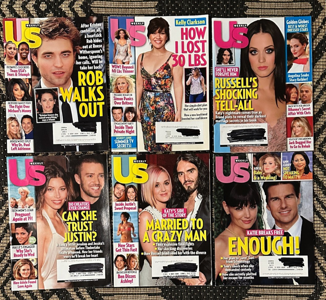 Lot of 6 US Weekly Magazines 2012 Celebrity Tabloids Gossip Rob Pattinson