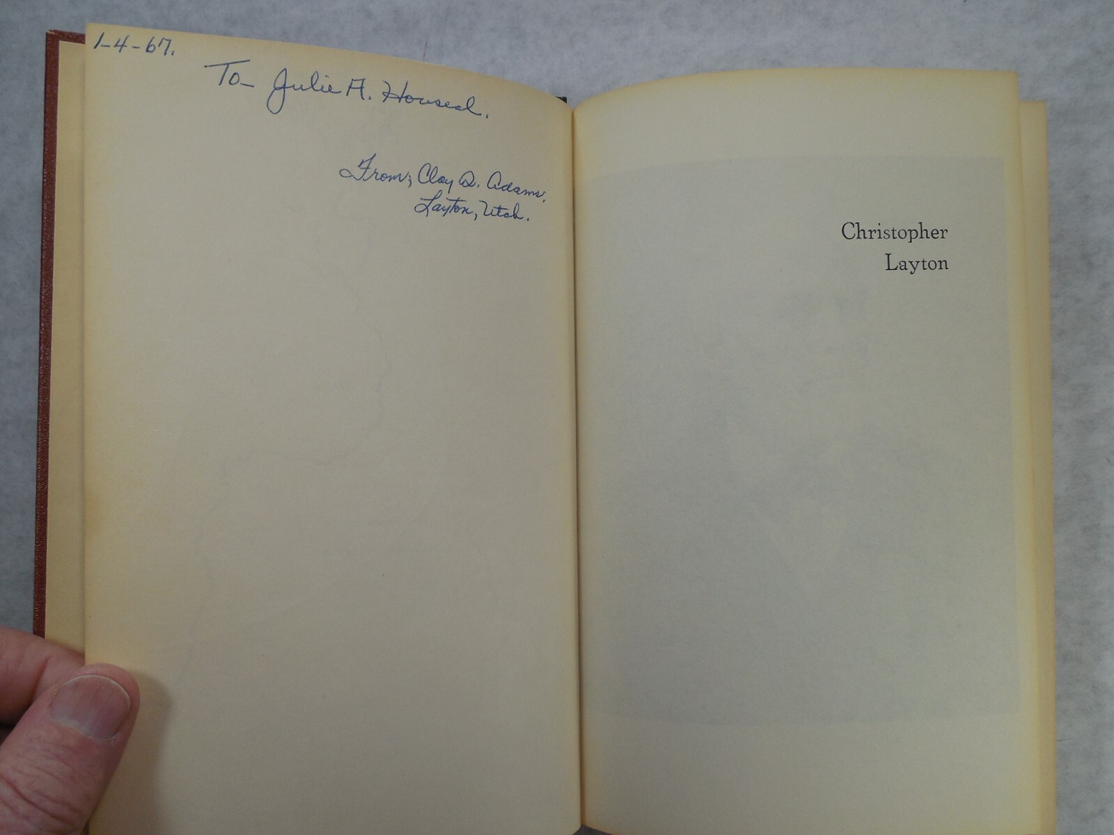Christpher Layton (biography) by Myron W. McIntyre, 1966, Very Good
