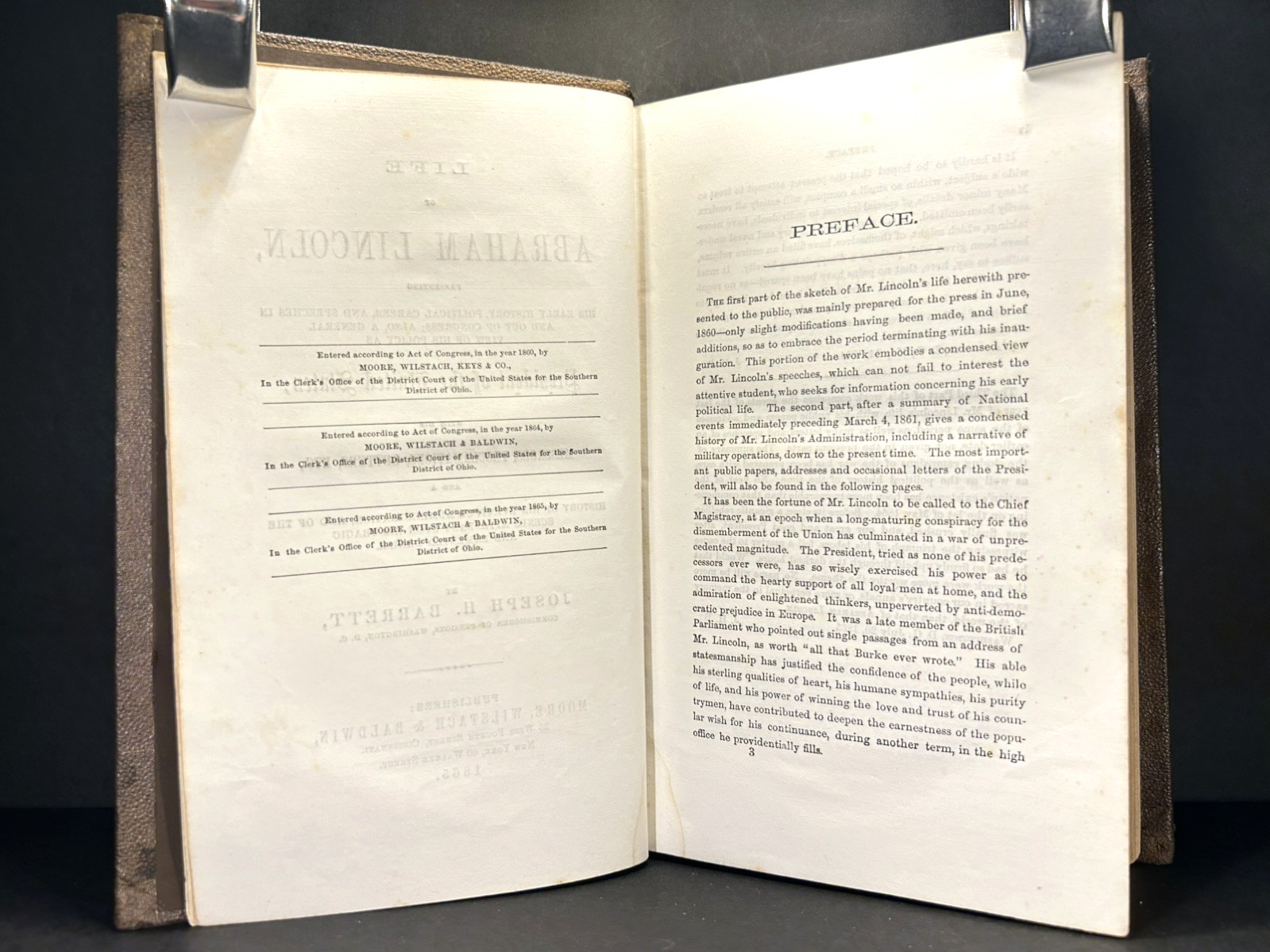 ABRAHAM LINCOLN by Barrett HISTORY Americana CIVIL WAR Slavery ILLUSTRATED 1865