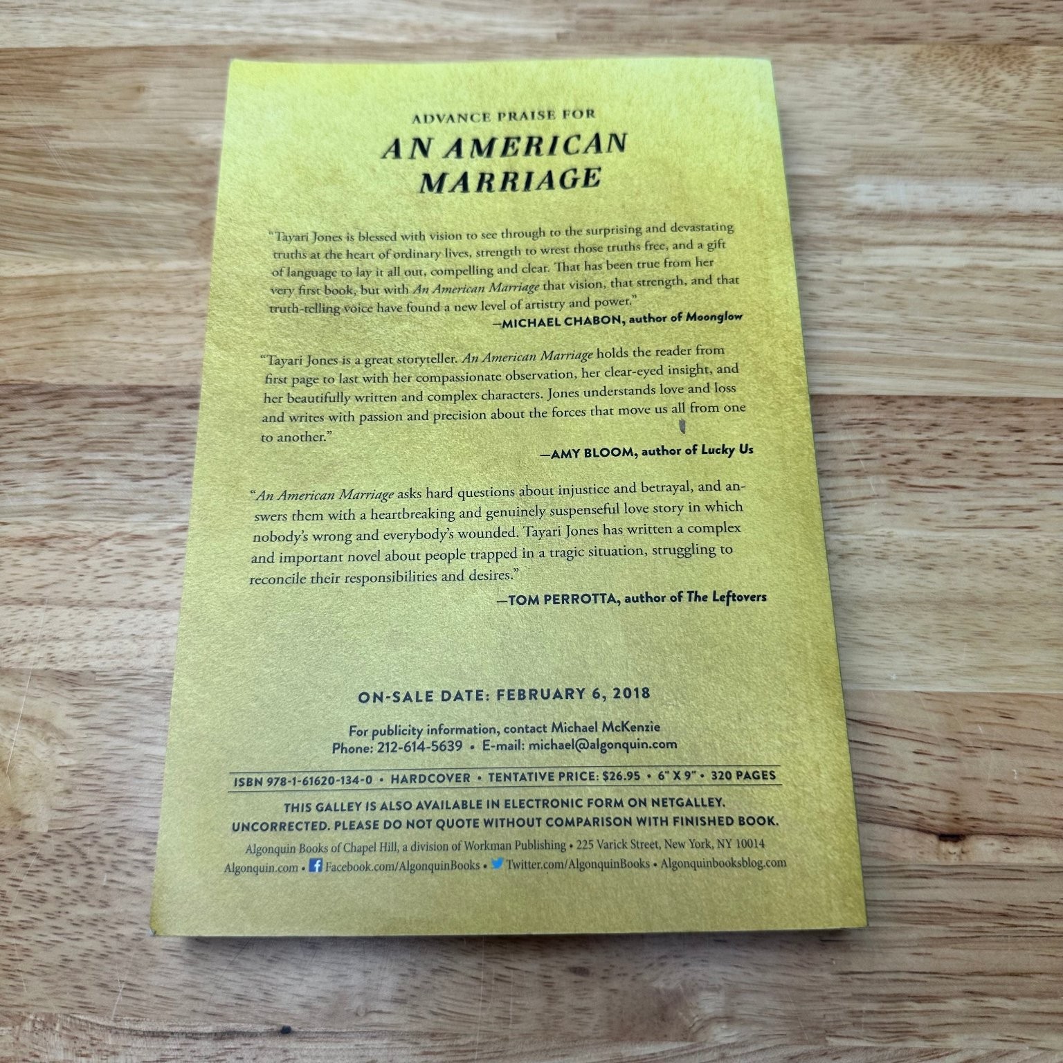 An American Marriage Tayari Jones 2018 Advanced Reader Copy Signed ARC