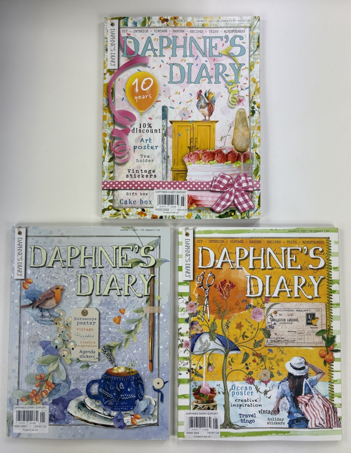 Daphnes Diary Magazines Lot of 3 Numbers 3 + 5 from 2022 Number 1 from 2023