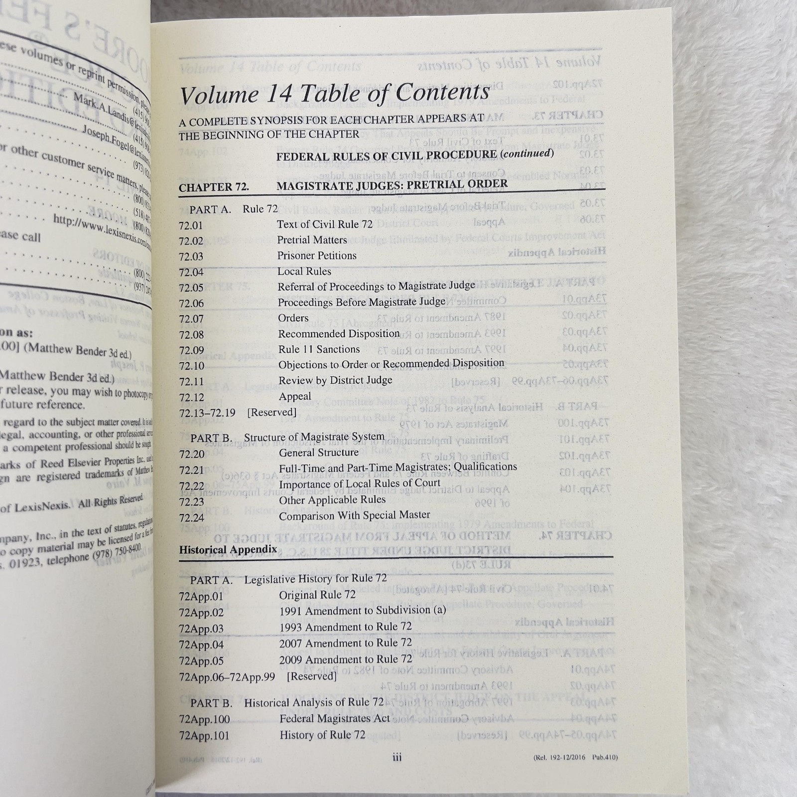 Moore’s Federal Practice 2017 3rd Ed Volumes 13 &14 LexisNexis Law Books