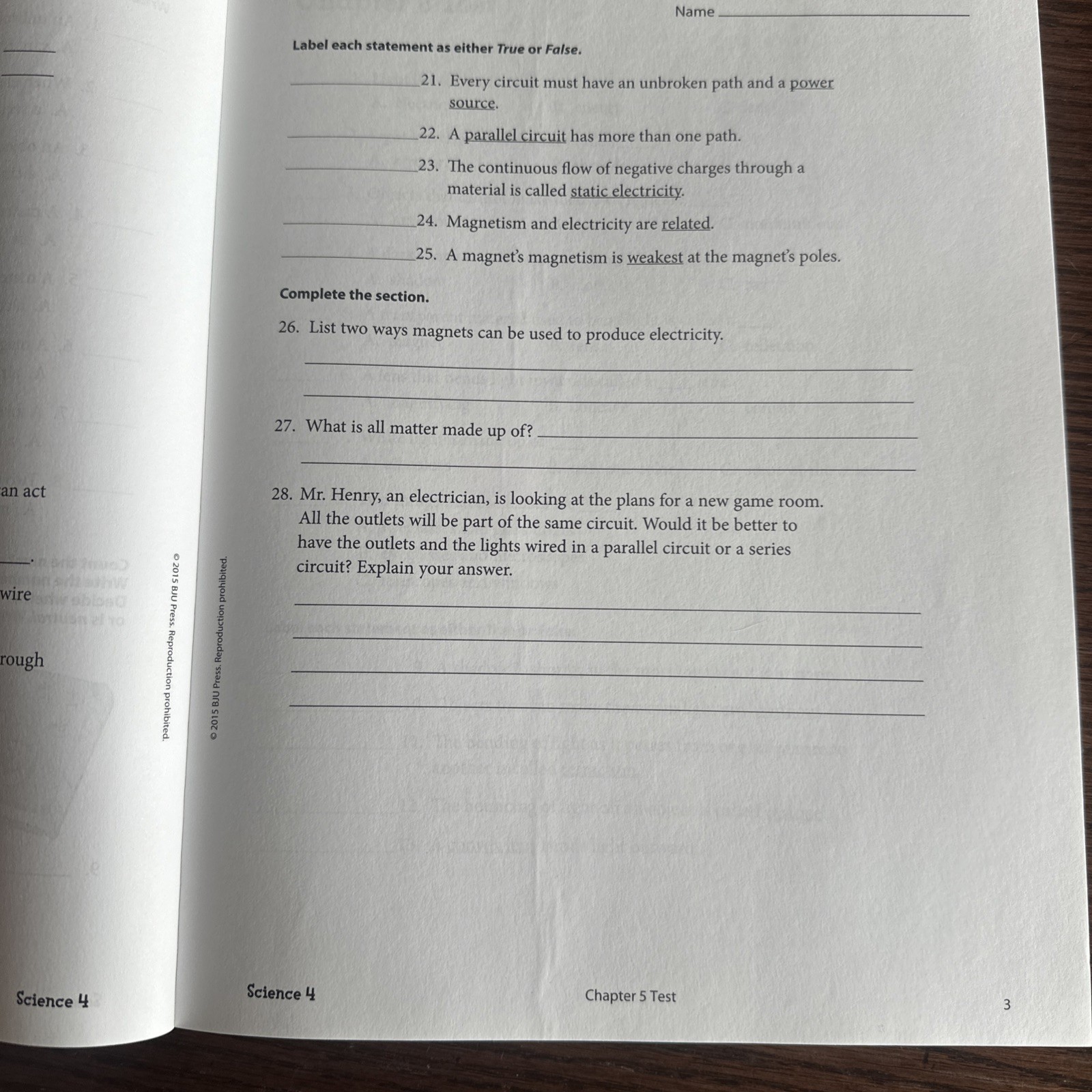 BJU Press Science 4 Tests Booklet 4th Edition 296939