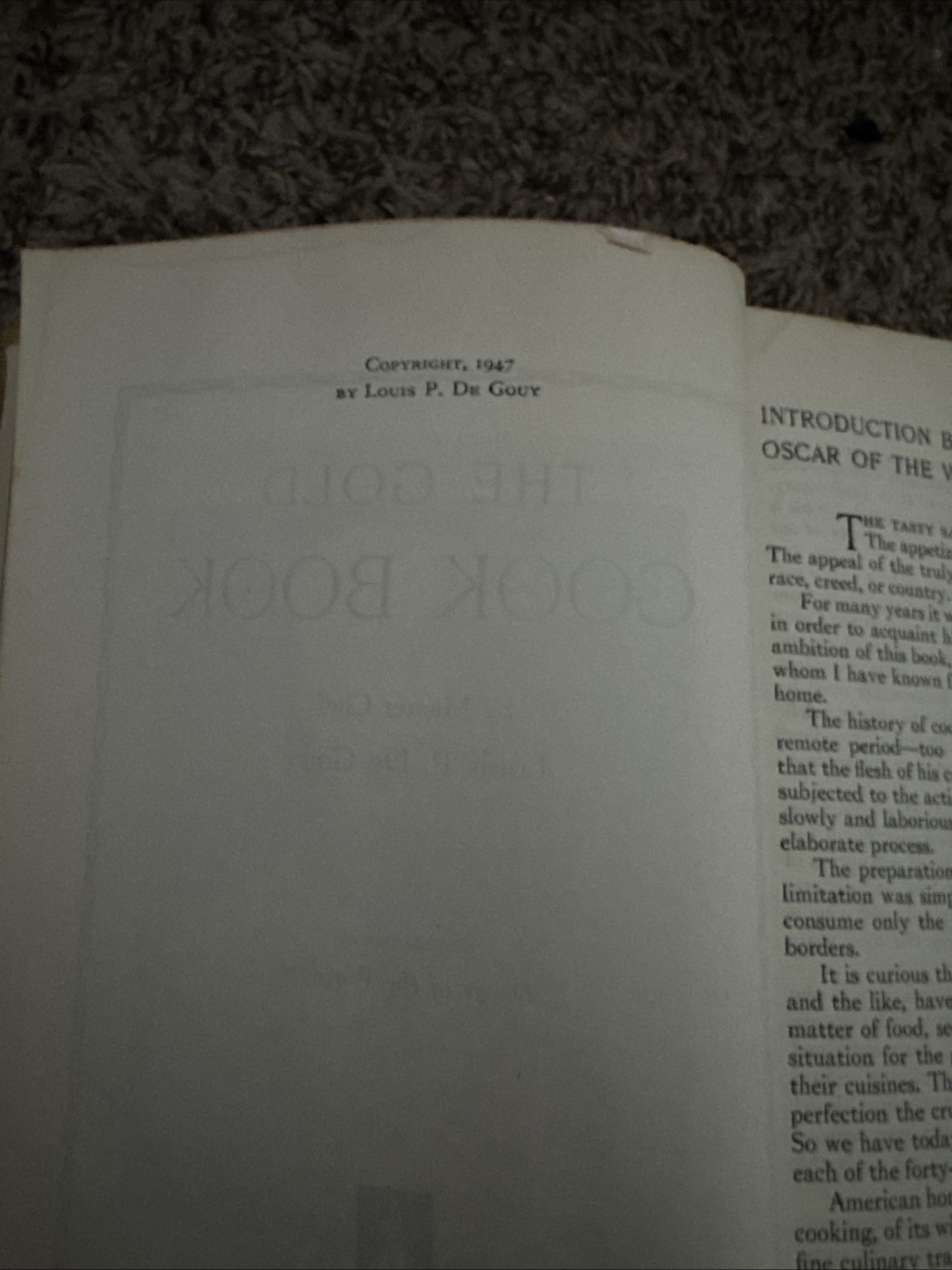 THE GOLD COOK BOOK by LOUIS P DE GOUY 1947 First Edition over 1100 pages