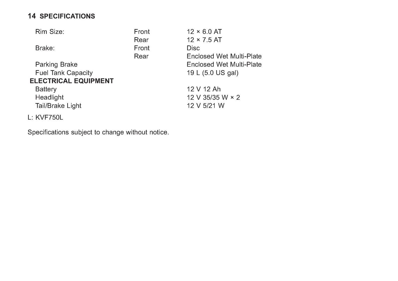 KAWASAKI Brute Force 750 4x4i EPS Owners Manual 2012 – WIRE BOUND – TOUGH COVERS