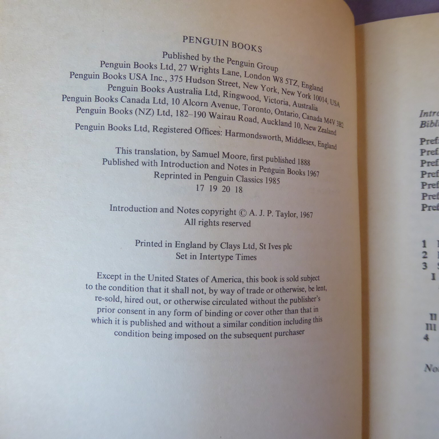 Communist Manifesto Karl Marx, Friedrich Engels 1985 Penguin Classics Paperback
