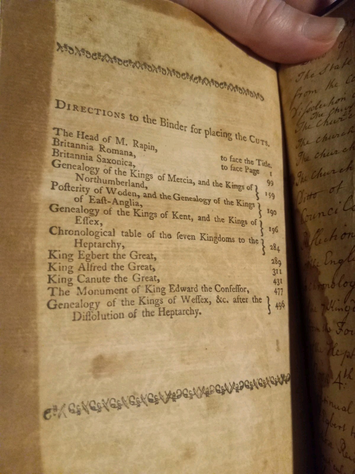 1757 HISTORY OF ENGLAND BY DE THOYRAS W/MAP & ILLUSTRATIONS! REBOUND! VOL 1 ONLY
