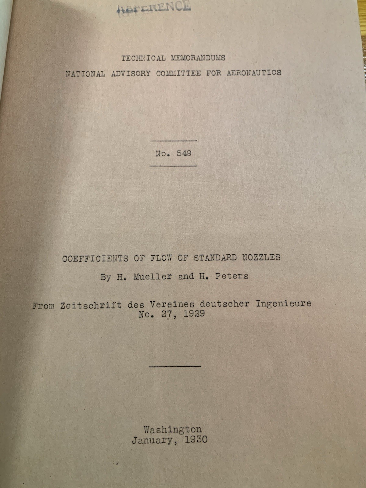 NACA Technical Memorandums Nos. 549-556 from 1920s, Published 1930