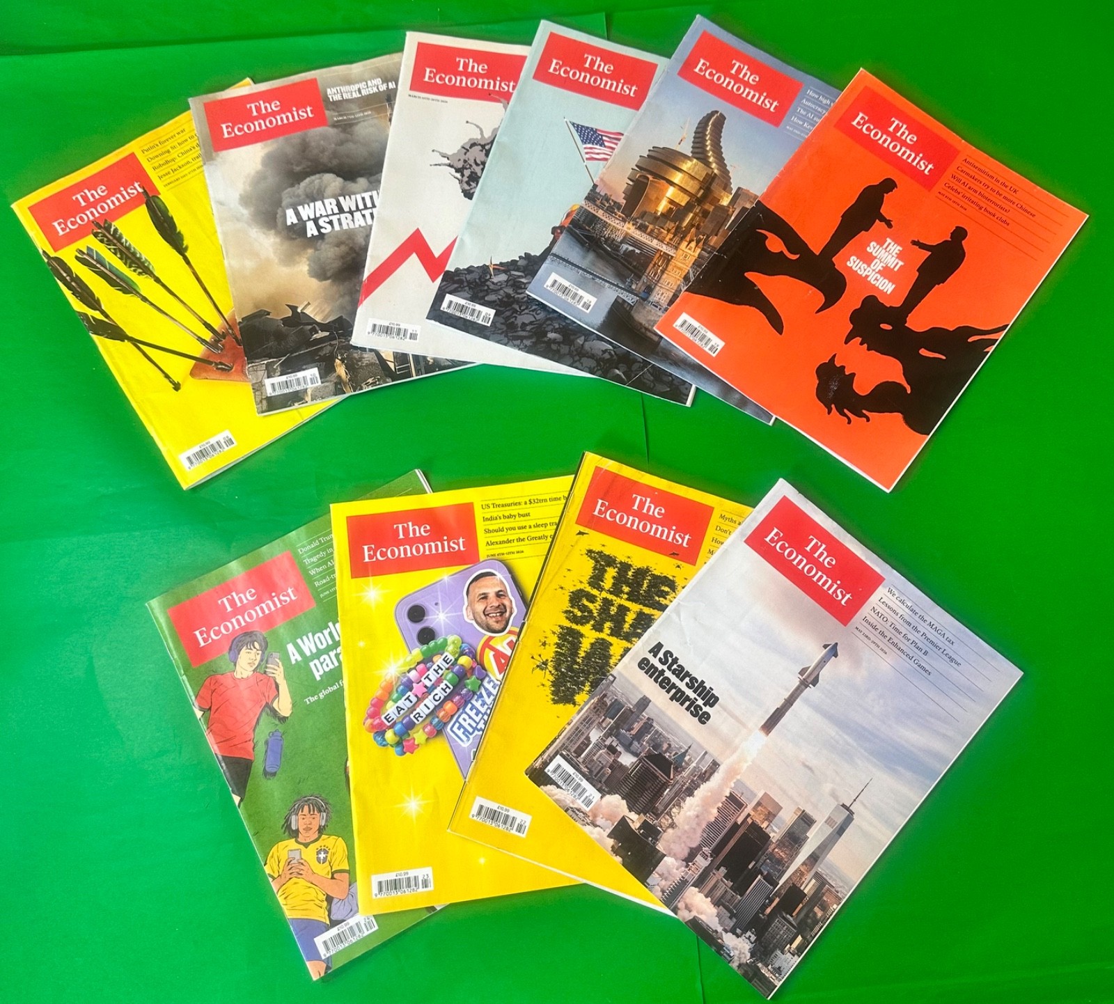 The Economist Bundle Of 10 Magazines, February 21 – June 13 (World Cup) 2026