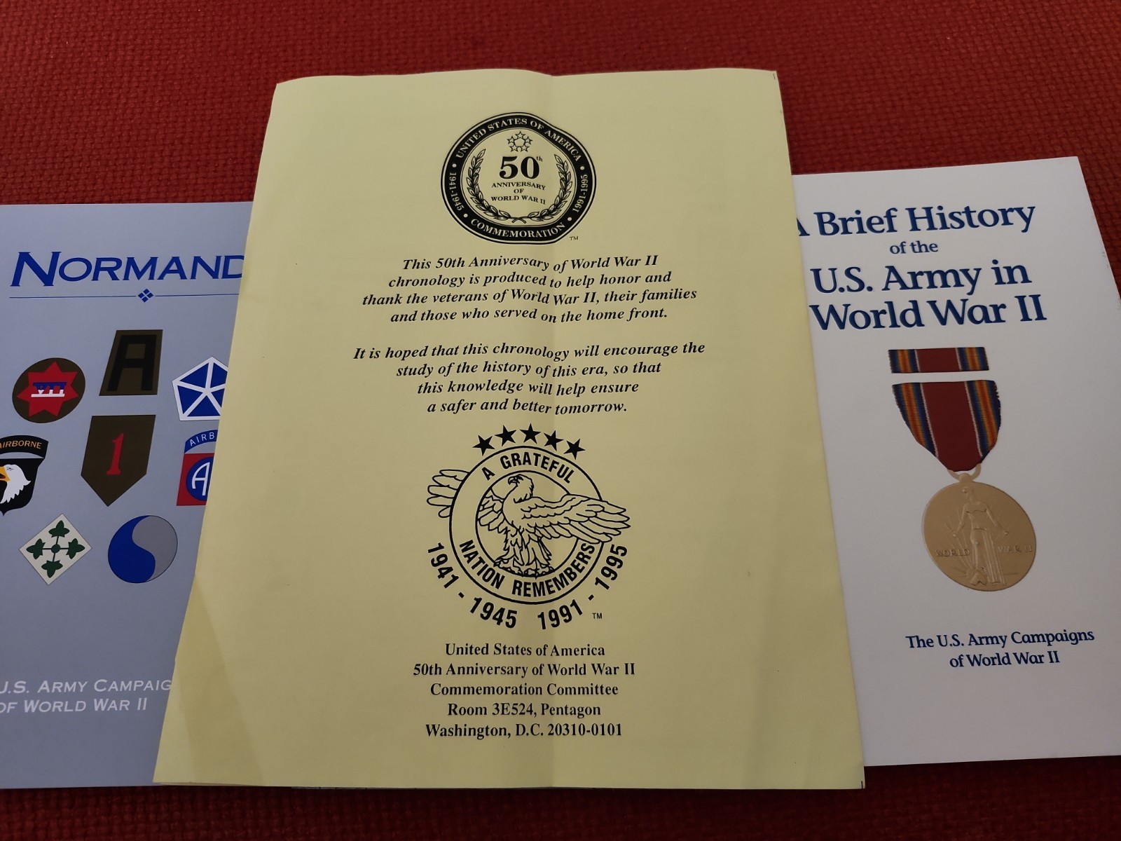 Lot of 3 WWII 50th Anniversary Commemorative Books – U.S. Army Campaigns