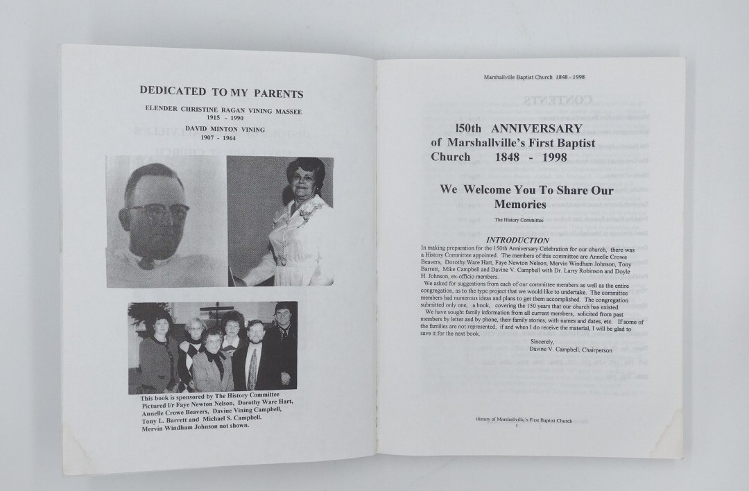 History Of Marshallvilles First Baptist Church Georgia 1848-1998 390 Pages