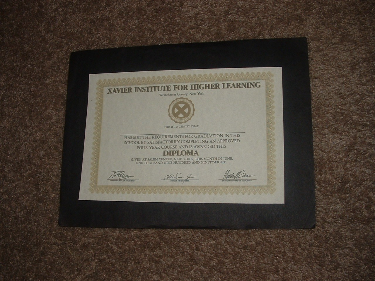 1998 Wizard 2 Xavier Institute For Higher Learning Diplomas Facsimile Fast Ship