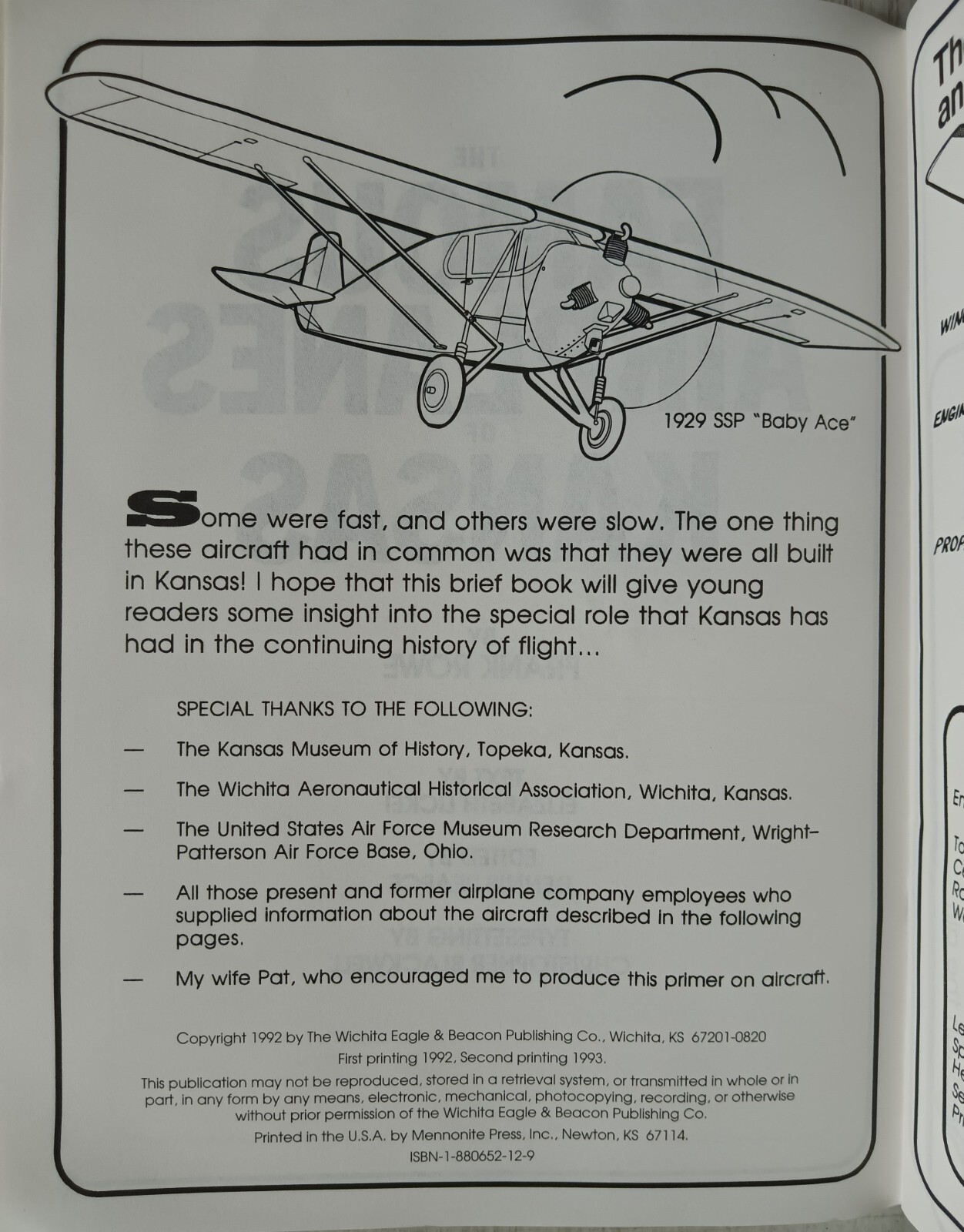 The Famous Airplanes of Kansas Coloring Book With World War II Stearman Biplane