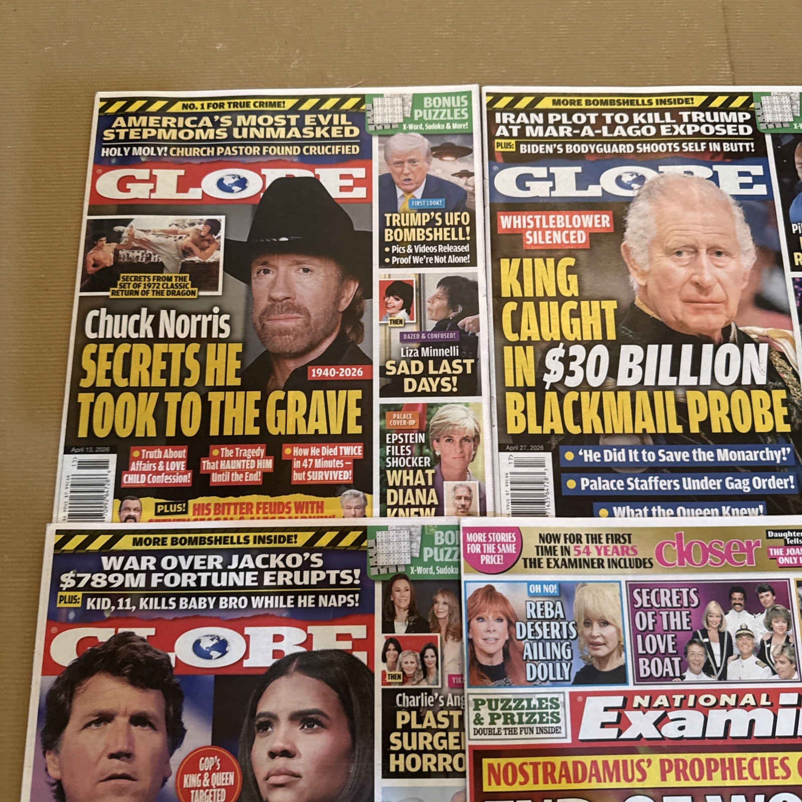 Lot Of 15 NATIONAL EXAMINER Magazines, Globe And Enquirer Mixed Magazine Lot