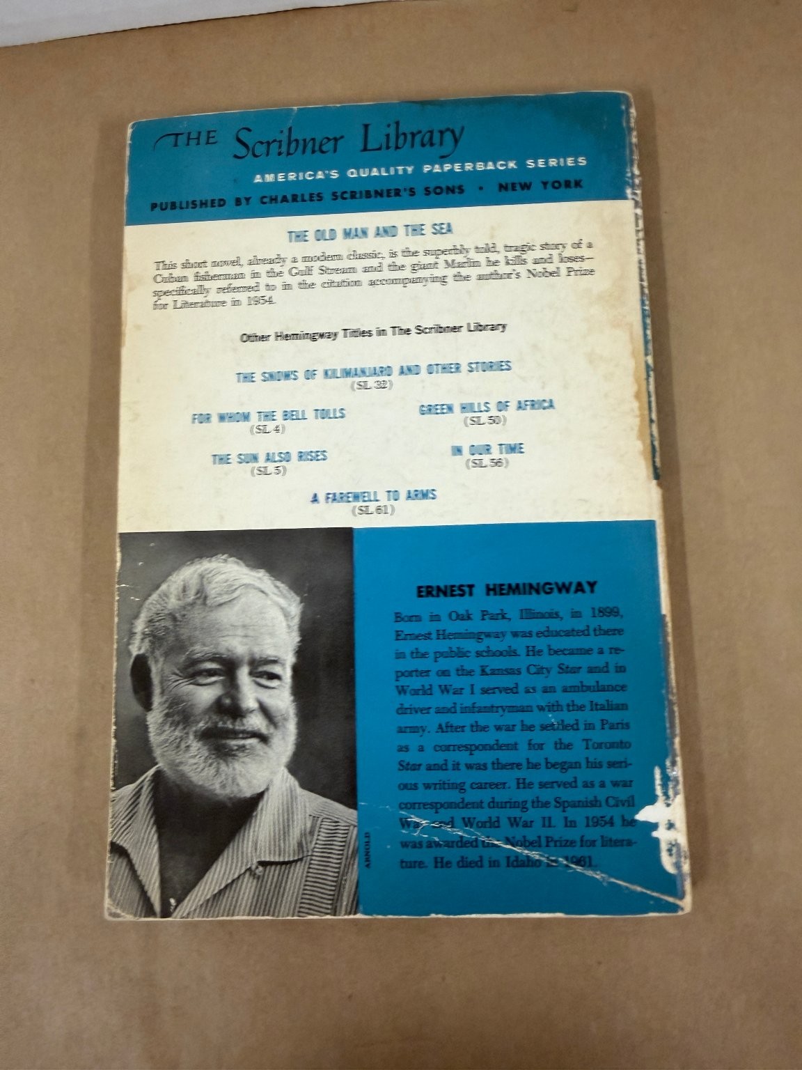 The Old Man and the Sea Ernest Hemingway Scribner Library Paperback