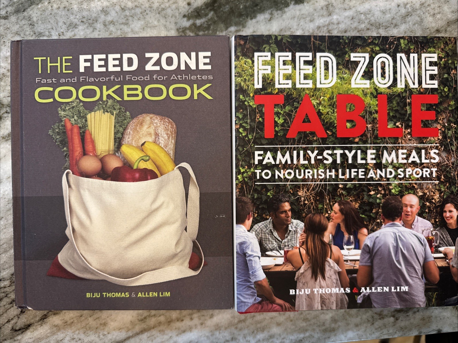 Thomas & Lim 2 cookbooks THE FEED ZONE Food for Athletes Hardcover Very Good