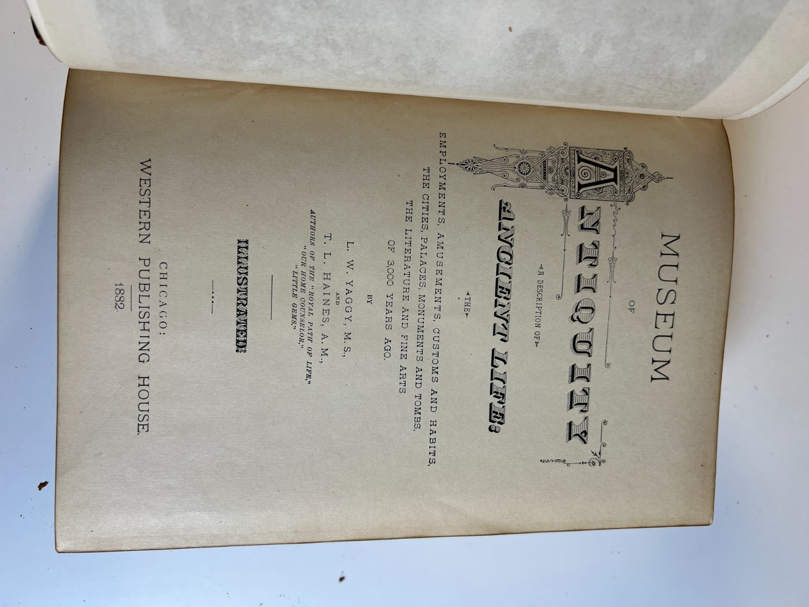 Antique Victorican Book Museum Antiquity 1882 Guilded Ornate Leather Decorative