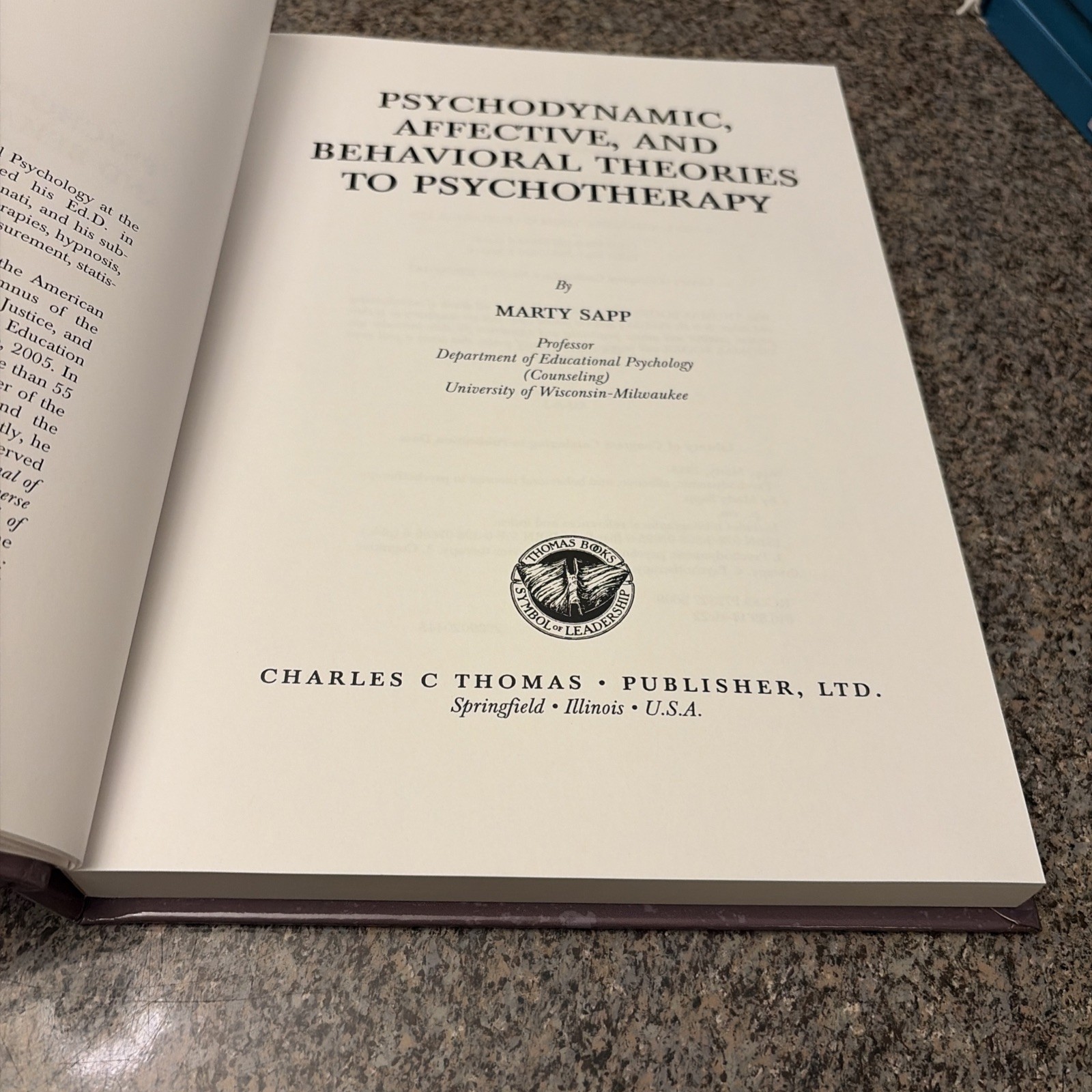 Psychodynamic, Affective, & Behavioral Theories to Psychotherapy, by Sapp (New)
