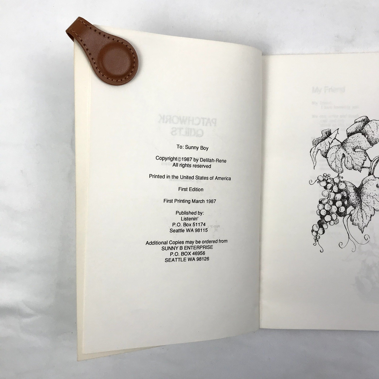 Patchwork Quilts Poems & Illustrations by Delilah Rene Signed 1st Edition 1987