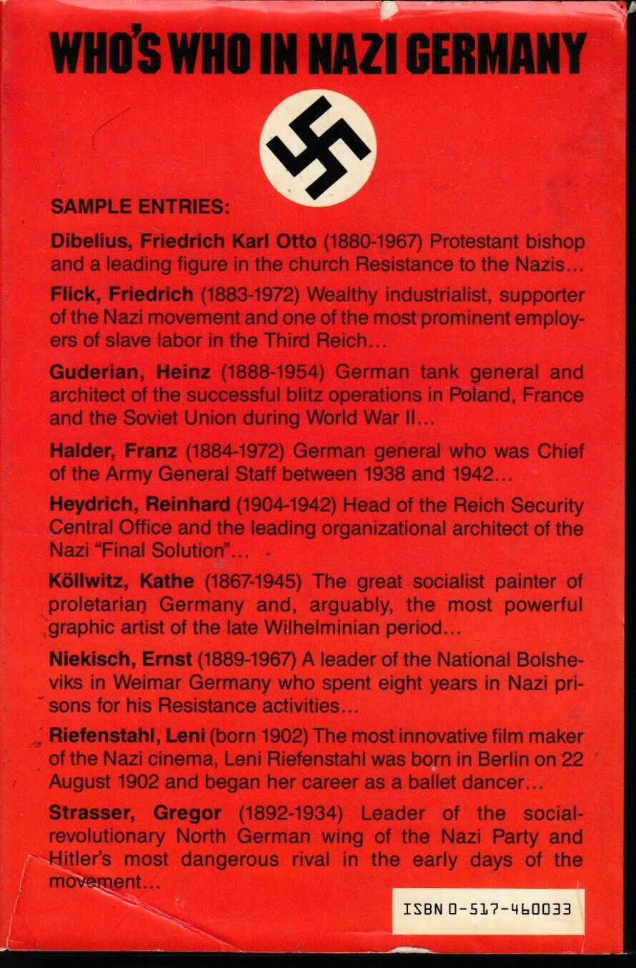 Who’s Who in Nazi Germany by Robert Wistrich – 1984 (HC)