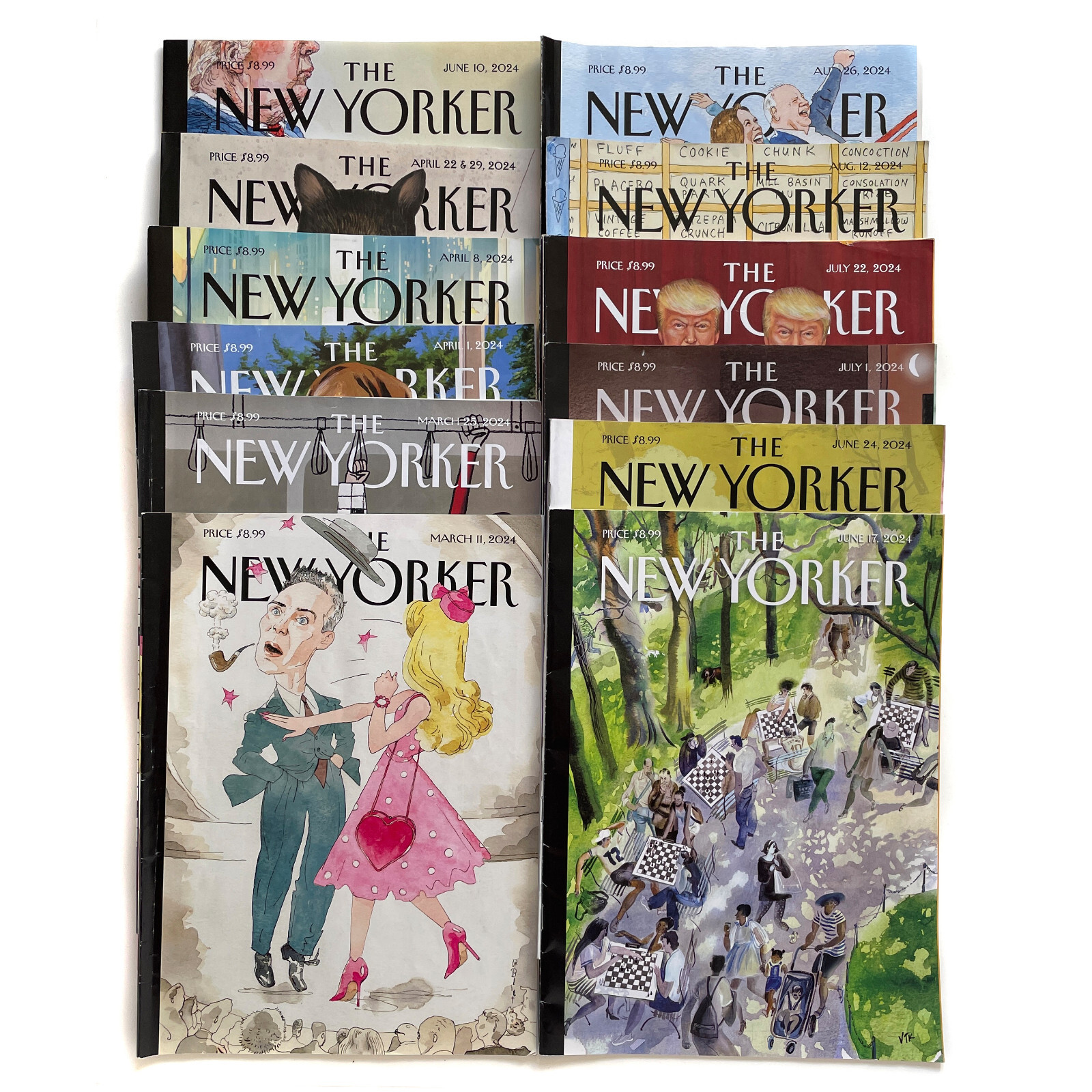 12 2024 New Yorker Magazine Issues • No Subscription Labels