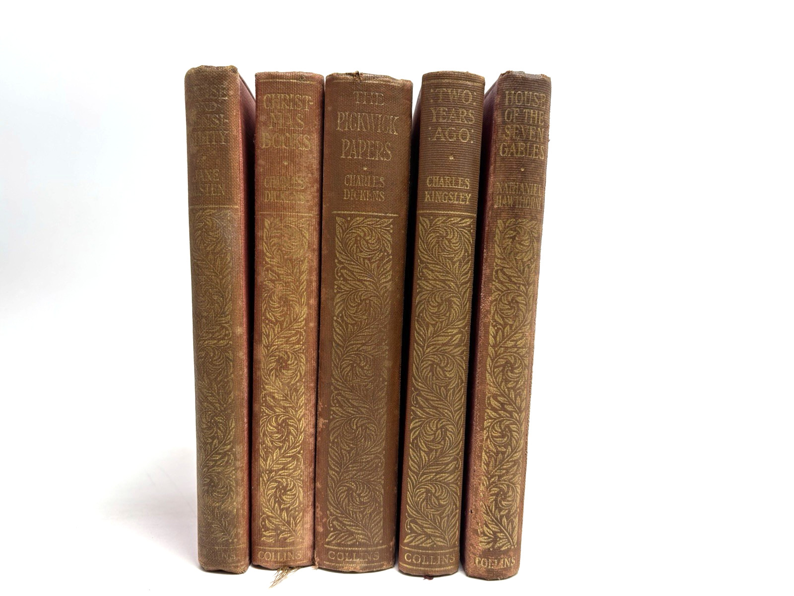 Collection of Small Old Books for Decoration. 10cm shelf space. 15.5cm Tall