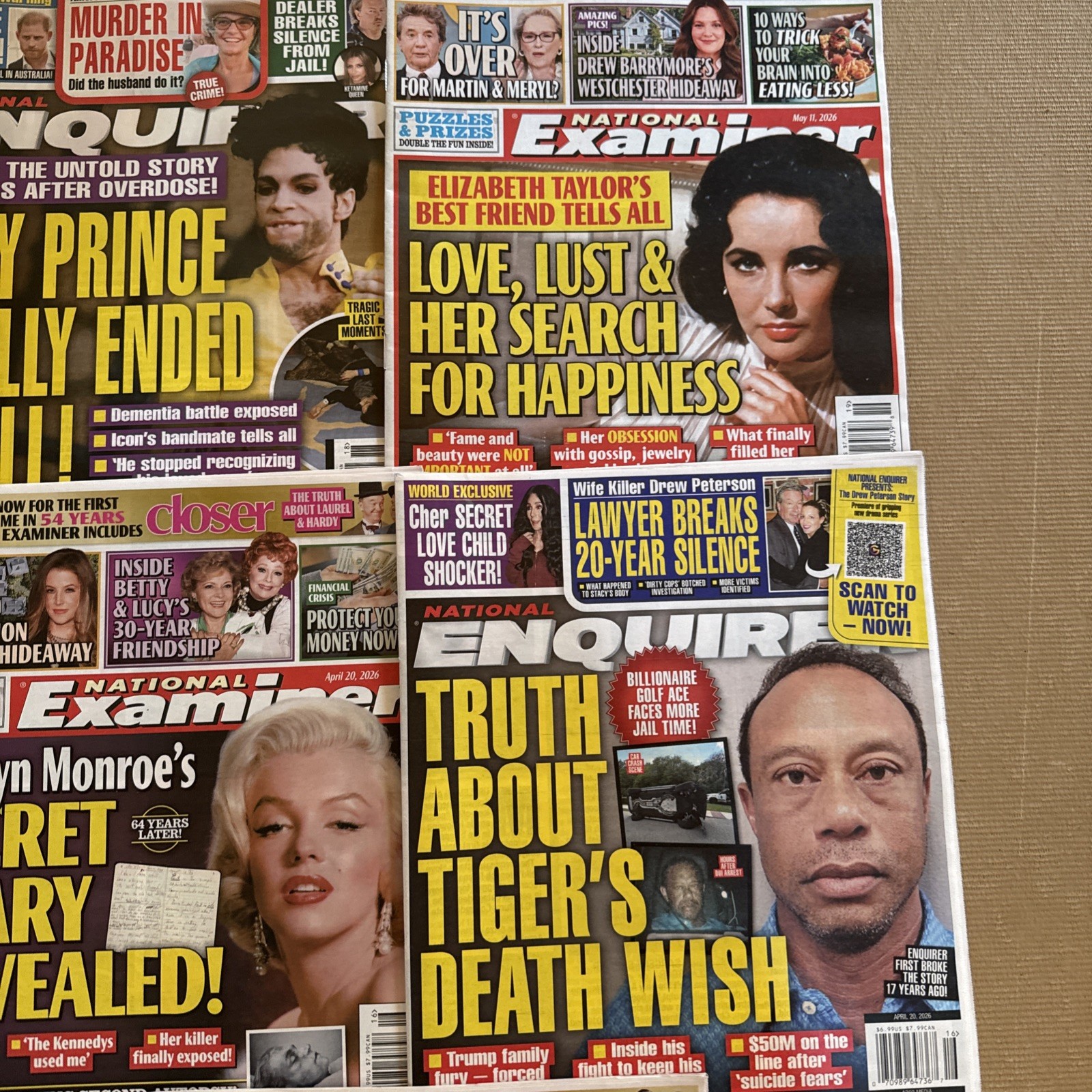 Lot Of 15 NATIONAL EXAMINER Magazines, Globe And Enquirer Mixed Magazine Lot