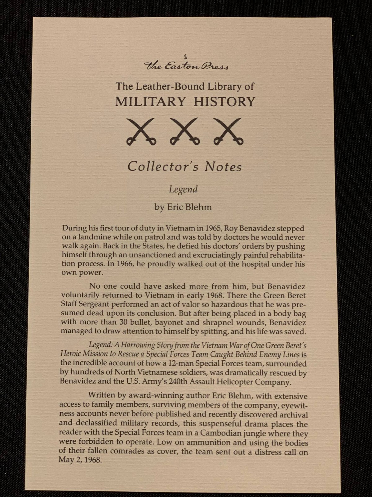 Easton Press: Legend by Eric Blehm ***Collector’s Edition***
